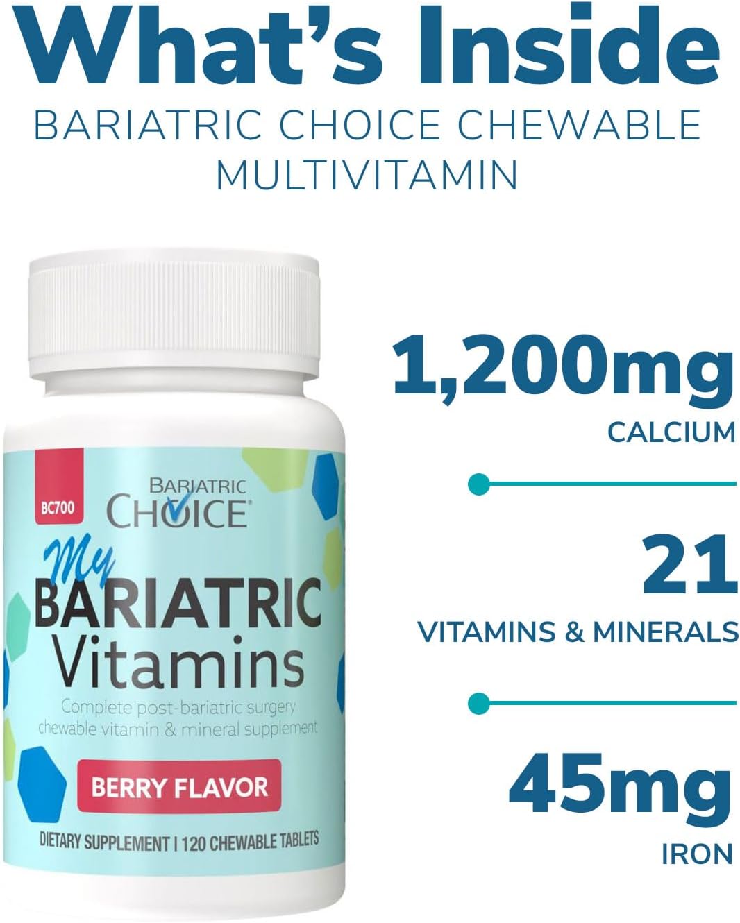 Berry Flavored Bariatric Chewable Multivitamin with Iron & Calcium - 120 Count