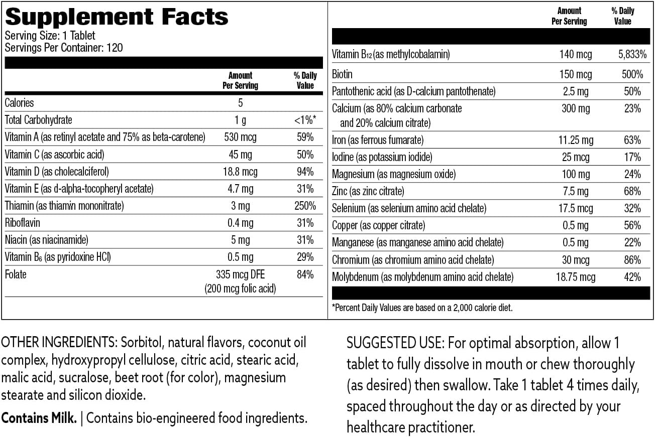 Berry Flavored Bariatric Chewable Multivitamin with Iron & Calcium - 120 Count
