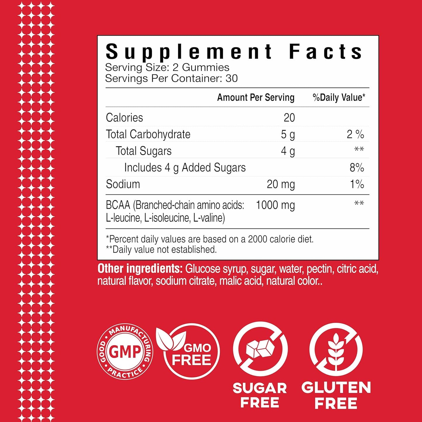 Berry Flavored BCAA Gummies with Electrolytes for Lean Muscle and Endurance - 60 Count