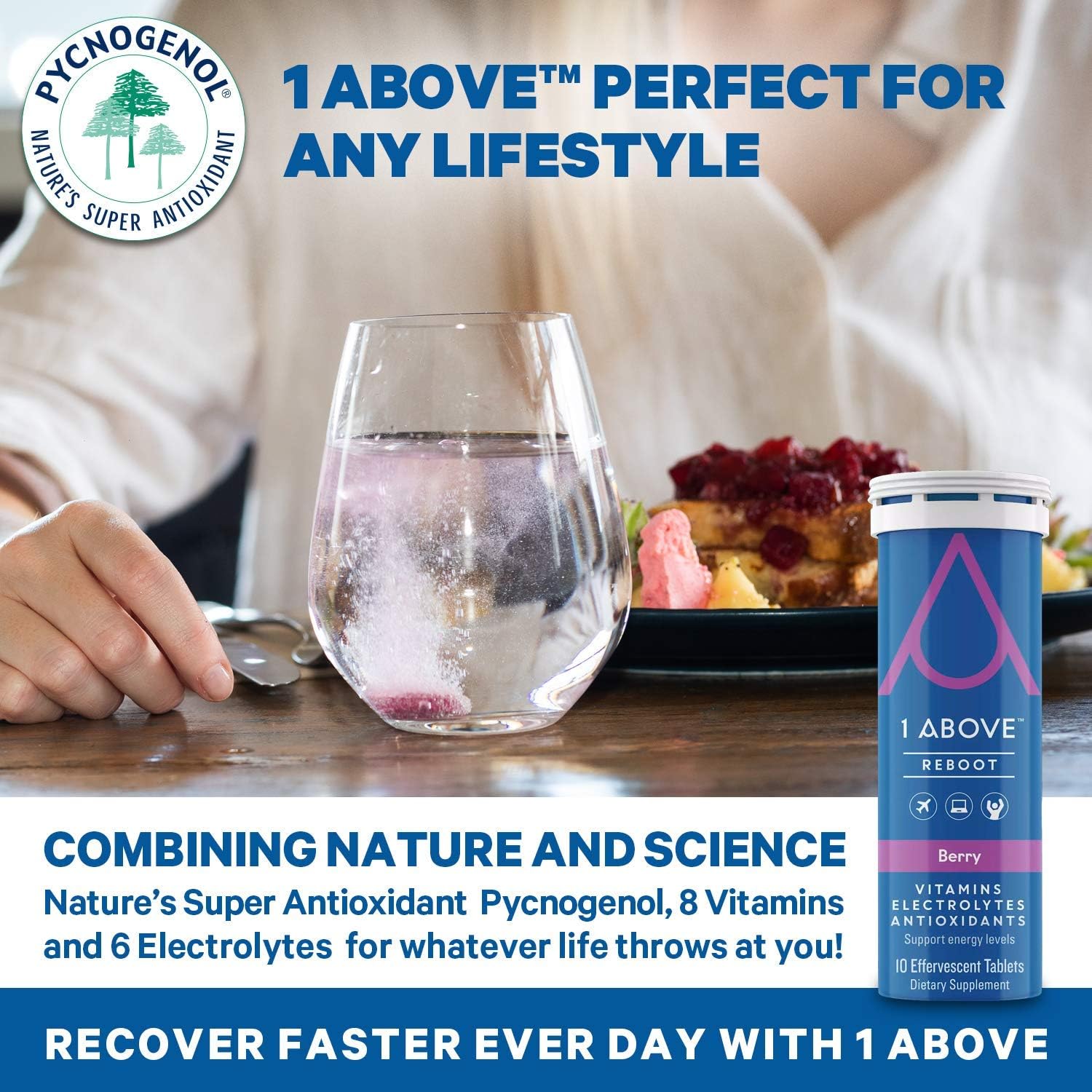 Berry-Flavored Effervescent Multivitamin for Jet Lag Relief - Pycnogenol Travel Supplement for Energy and Immune Support - 10 Tablets