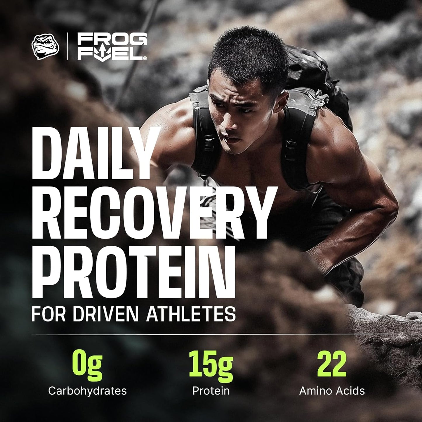 Berry Flavored Frog Fuel Power Protein Shots - 15g Protein, Grass Fed Collagen, Post Workout Recovery - Gluten, Fat, Sugar Free - 22 Amino Acids - 0 Carbs - 1oz Packets, 24 Pack