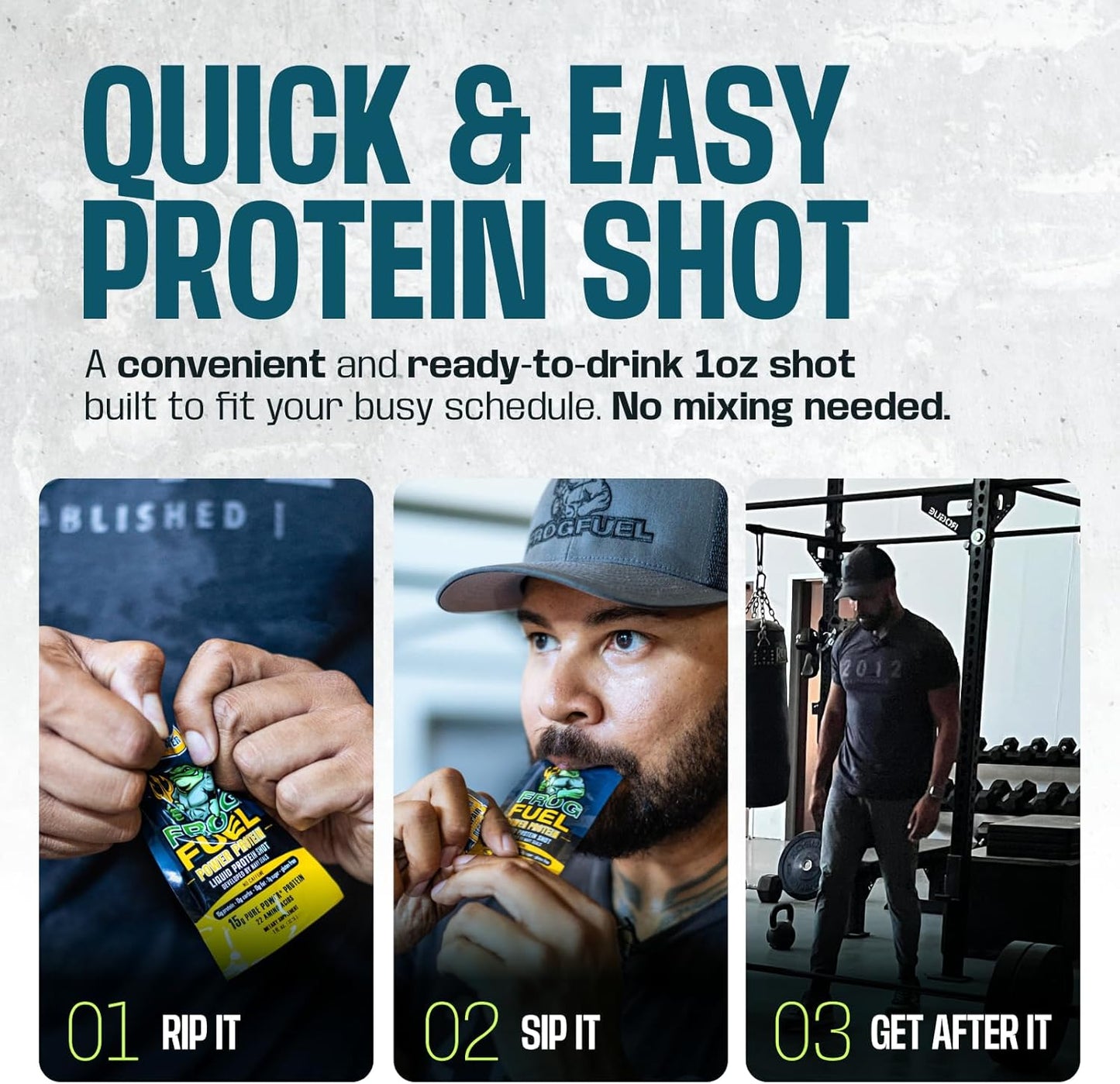 Berry Flavored Frog Fuel Power Protein Shots - 15g Protein, Grass Fed Collagen, Post Workout Recovery - Gluten, Fat, Sugar Free - 22 Amino Acids - 0 Carbs - 1oz Packets, 24 Pack