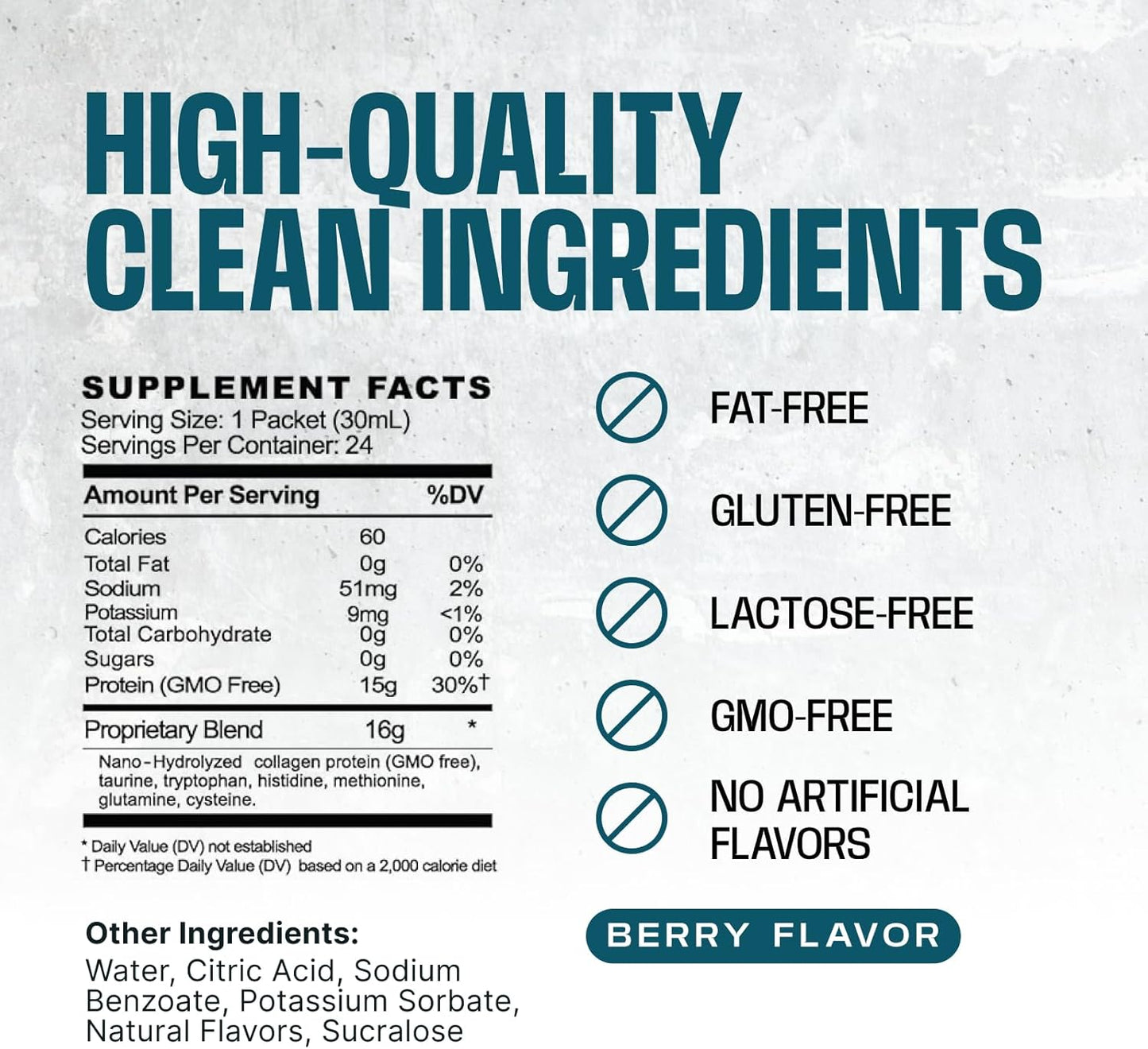 Berry Flavored Frog Fuel Power Protein Shots - 15g Protein, Grass Fed Collagen, Post Workout Recovery - Gluten, Fat, Sugar Free - 22 Amino Acids - 0 Carbs - 1oz Packets, 24 Pack