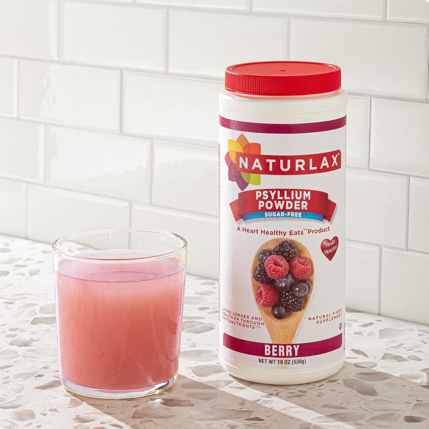 Berry Flavored Naturlax Psyllium Husk Fiber Powder - 19 oz, Sugar-Free Formula