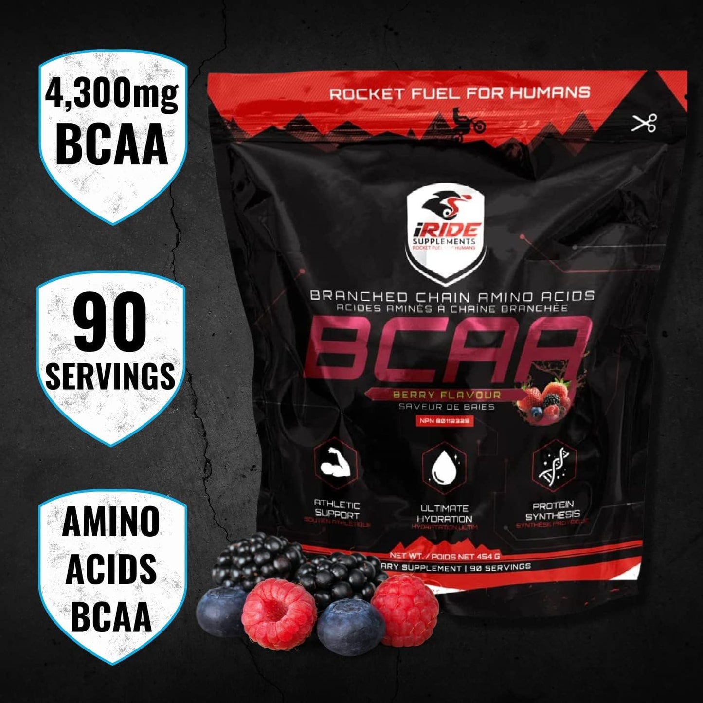 Berry Flavoured BCAA Protein Powder for Athletes - Boost Energy, Performance, and Metabolism - 90 Servings