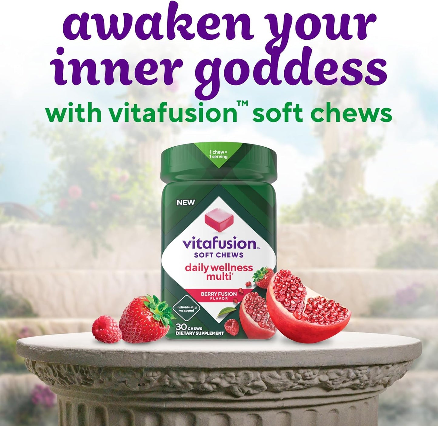 Berry Fusion Flavored Vitafusion Soft Chews Daily Wellness Multi - 30 Day Supply