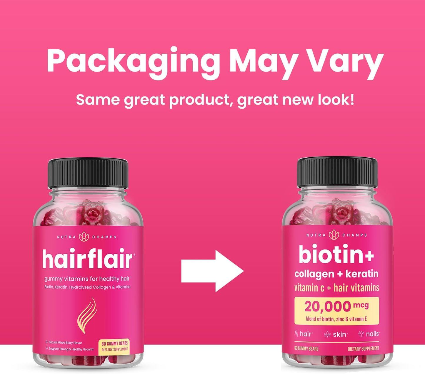 Berry Hair Skin & Nails Gummies with Biotin, Collagen, and Keratin - 5000mcg Biotin Complex for Healthy Hair, Skin, and Nails - Vitamin Supplement for Women and Men