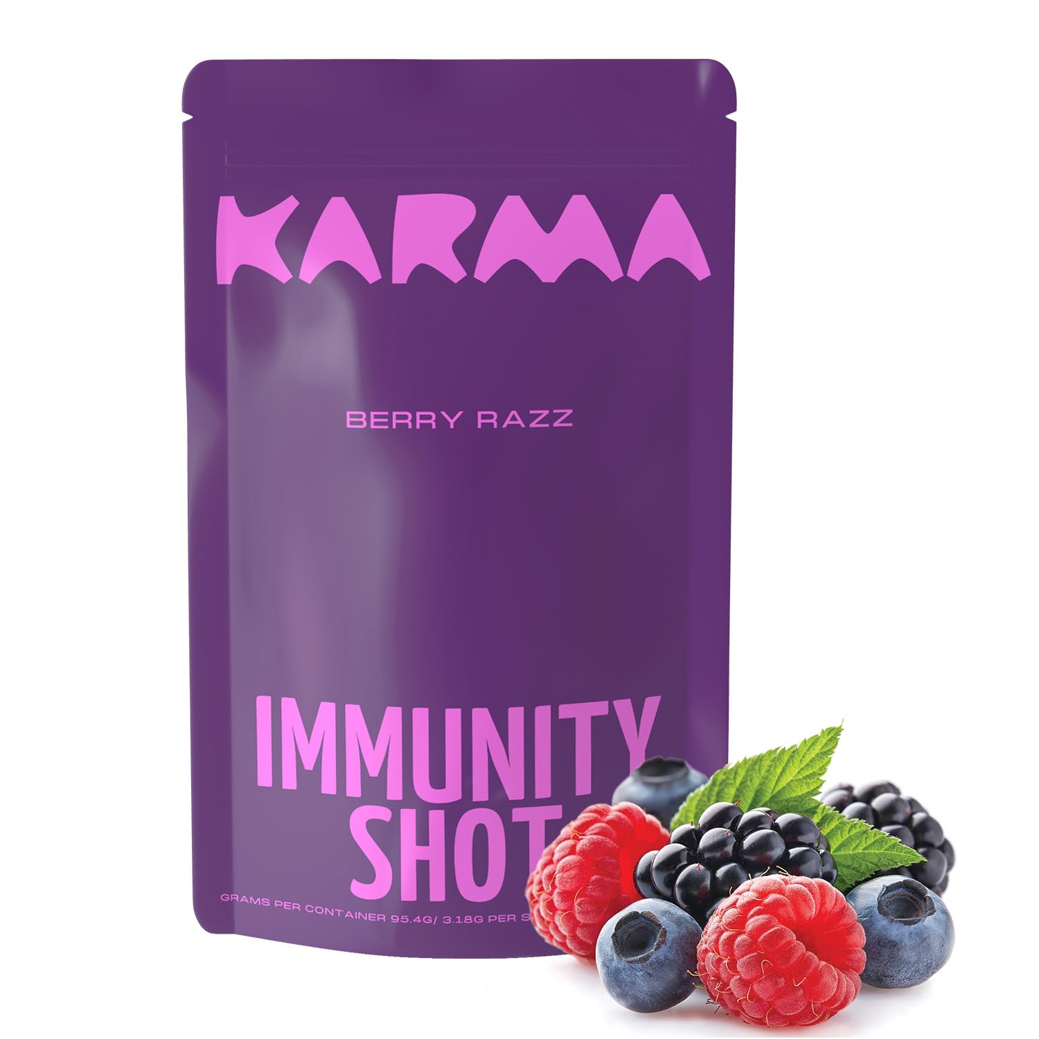 Berry Razz Immunity Shot with Echinacea, Elderberry, Turmeric, Vitamins C, B12, D - Convenient Wellness Boost - Karma Nutrition