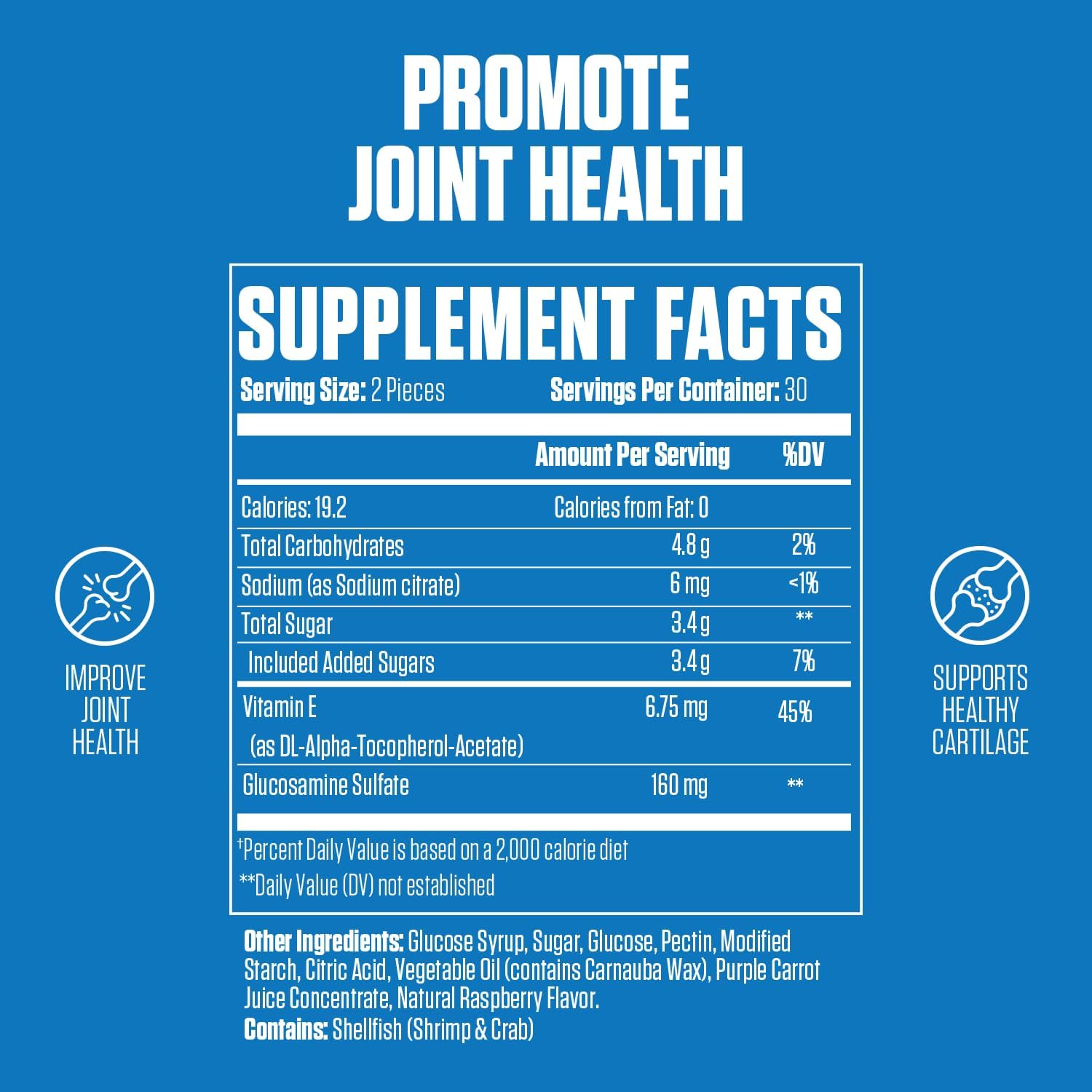 Best Joint Support Gummies with Glucosamine Sulfate & Vitamin E for Joint Health, Mobility, and Cartilage Support - EPN Supplements Joint Revive Gummies for Men & Women