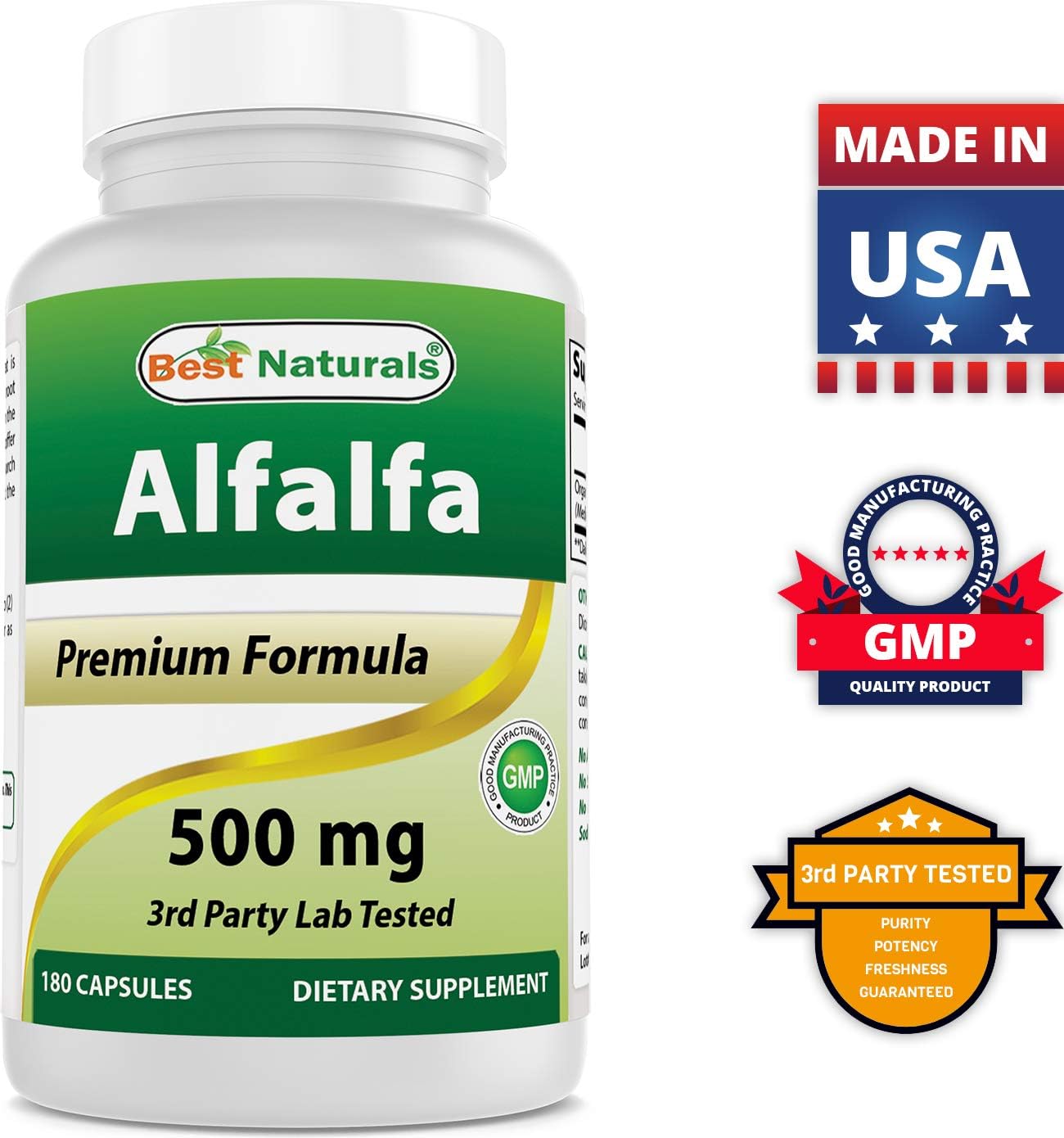 Best Naturals Alfalfa Green Super Food 500 mg - 540 Capsules in Total
