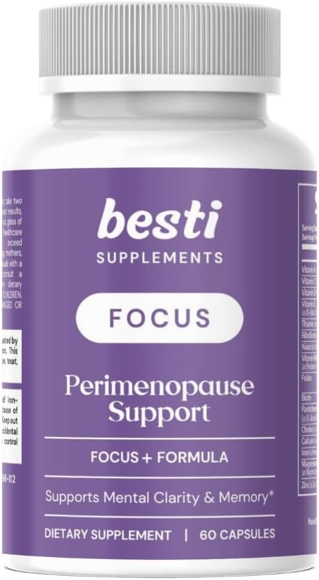 Besti Supplements Focus+ Formula for Perimenopause Support - 60 Capsules | Enhances Mental Clarity, Memory, and Cognitive Function