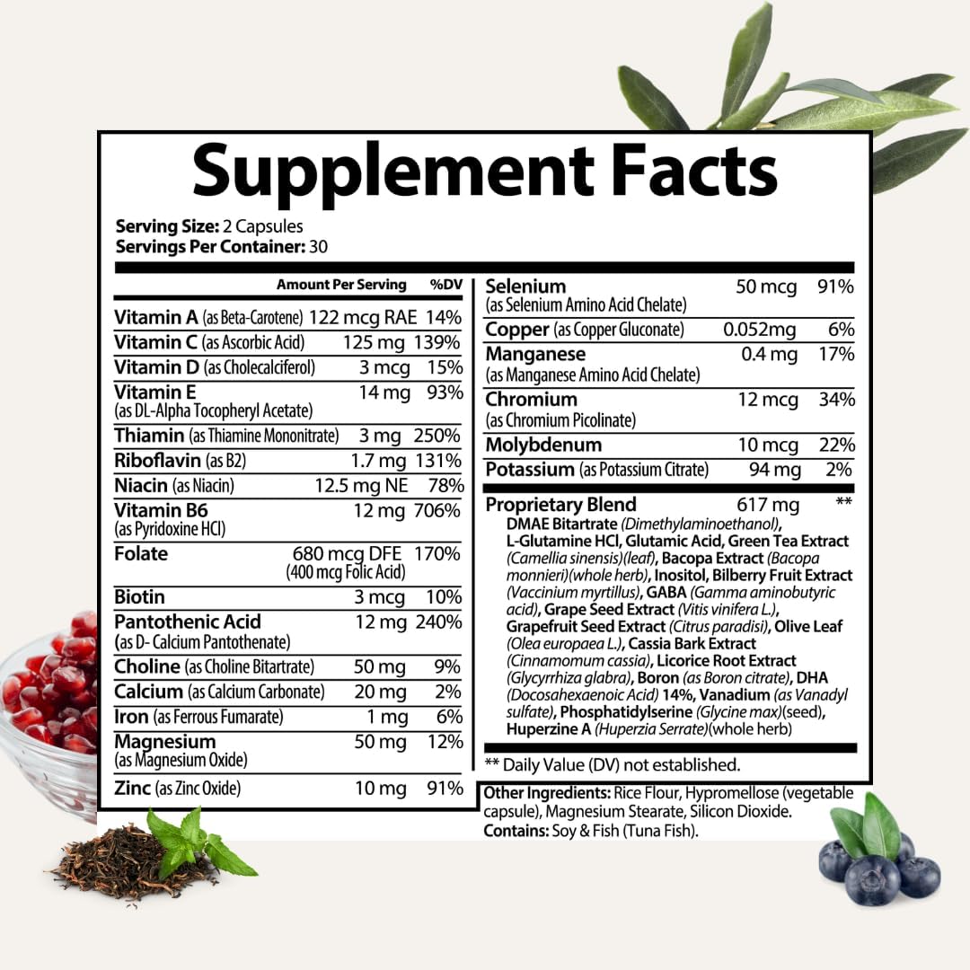 Besti Supplements Focus+ Formula for Perimenopause Support - 60 Capsules | Enhances Mental Clarity, Memory, and Cognitive Function