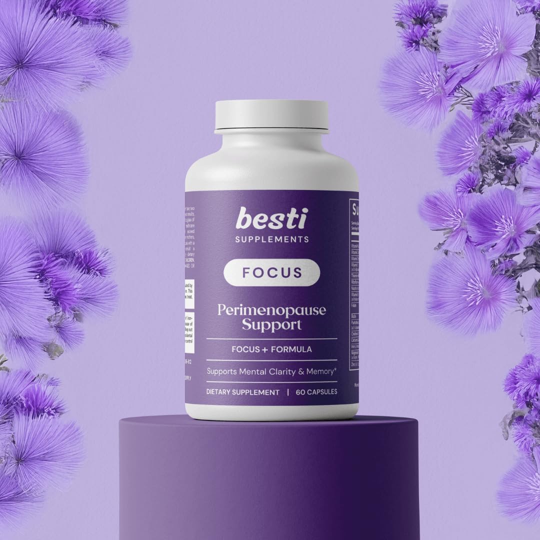 Besti Supplements Focus+ Formula for Perimenopause Support - 60 Capsules | Enhances Mental Clarity, Memory, and Cognitive Function