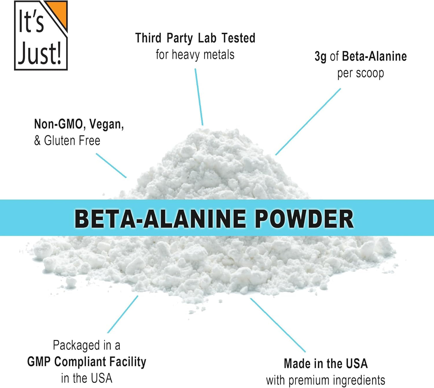Beta-Alanine Powder - 250g Bulk Pre-Workout Supplement, Unflavored, 3000mg Per Serving