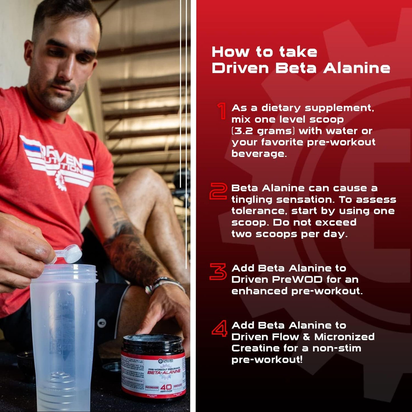 Beta Alanine Powder for Physical Endurance & Muscle Fatigue - Unflavored Preworkout Supplement for Weightlifting & Cardio