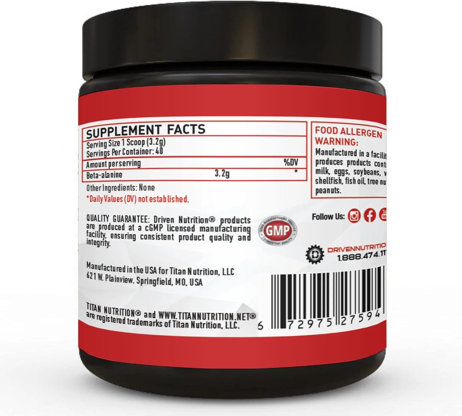 Beta Alanine Powder for Physical Endurance & Muscle Fatigue - Unflavored Preworkout Supplement for Weightlifting & Cardio