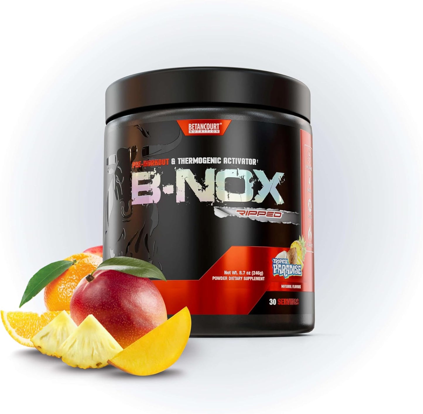 Betancourt Nutrition B-Nox Pre Workout Thermogenic Activator with L-Carnitine and Beta Alanine for Endurance and Lean Muscle Gains - Tropical Paradise Flavor - 30 Servings