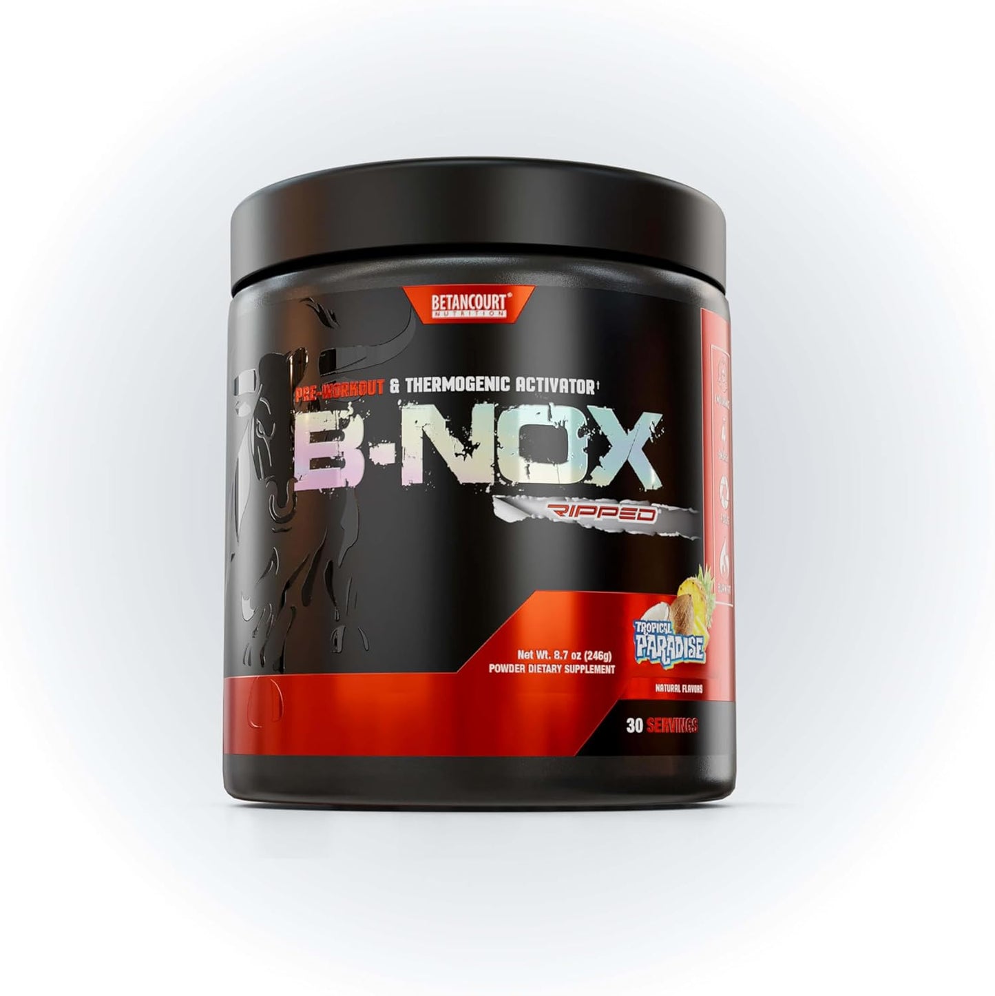 Betancourt Nutrition B-Nox Pre Workout Thermogenic Activator with L-Carnitine and Beta Alanine for Endurance and Lean Muscle Gains - Tropical Paradise Flavor - 30 Servings