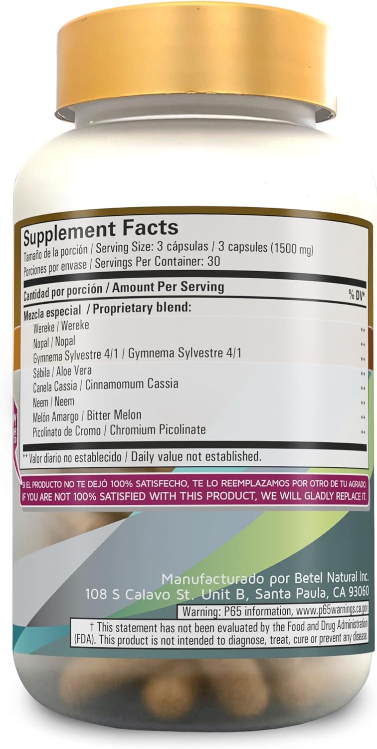 Betel Natural Diabetel Support Capsules - Natural Diabetel Assistance - 90 Capsules