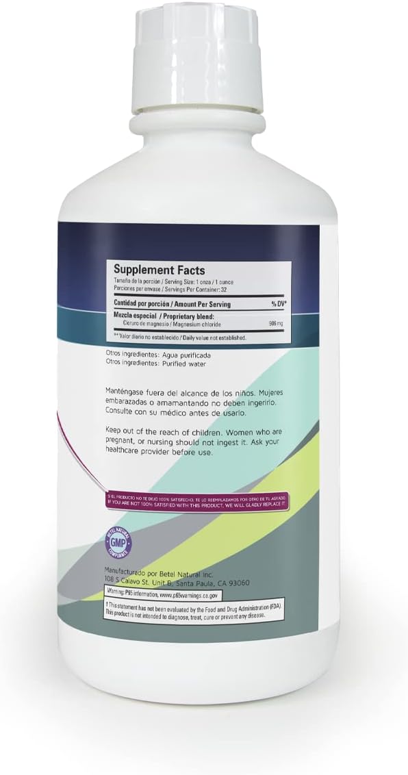 Betel Natural Magnesium Chloride Liquid with Natural Flavor - 32 Oz Bottle
