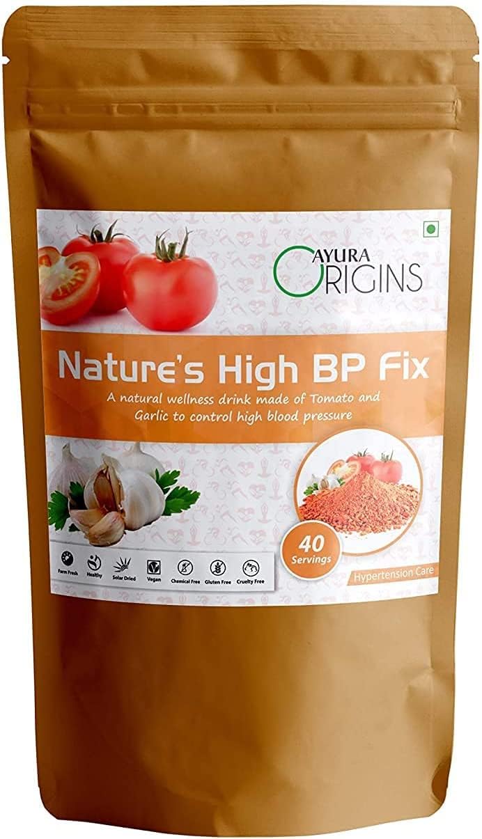 BETT AYURA Origins High BP Lowering Herbal Supplement - Heart Health Support - Pure Tomato & Garlic Powder - 200g