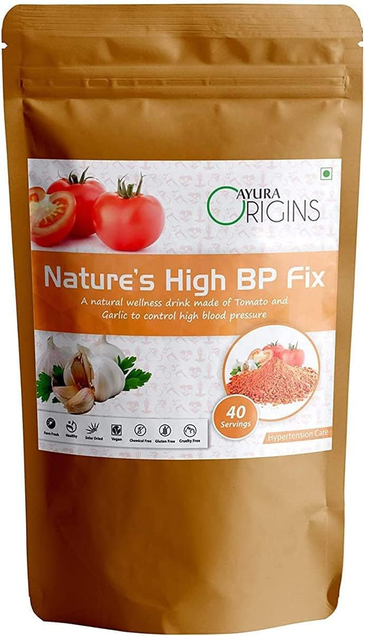 BETT AYURA Origins High BP Lowering Herbal Supplement - Heart Health Support - Pure Tomato & Garlic Powder - 200g