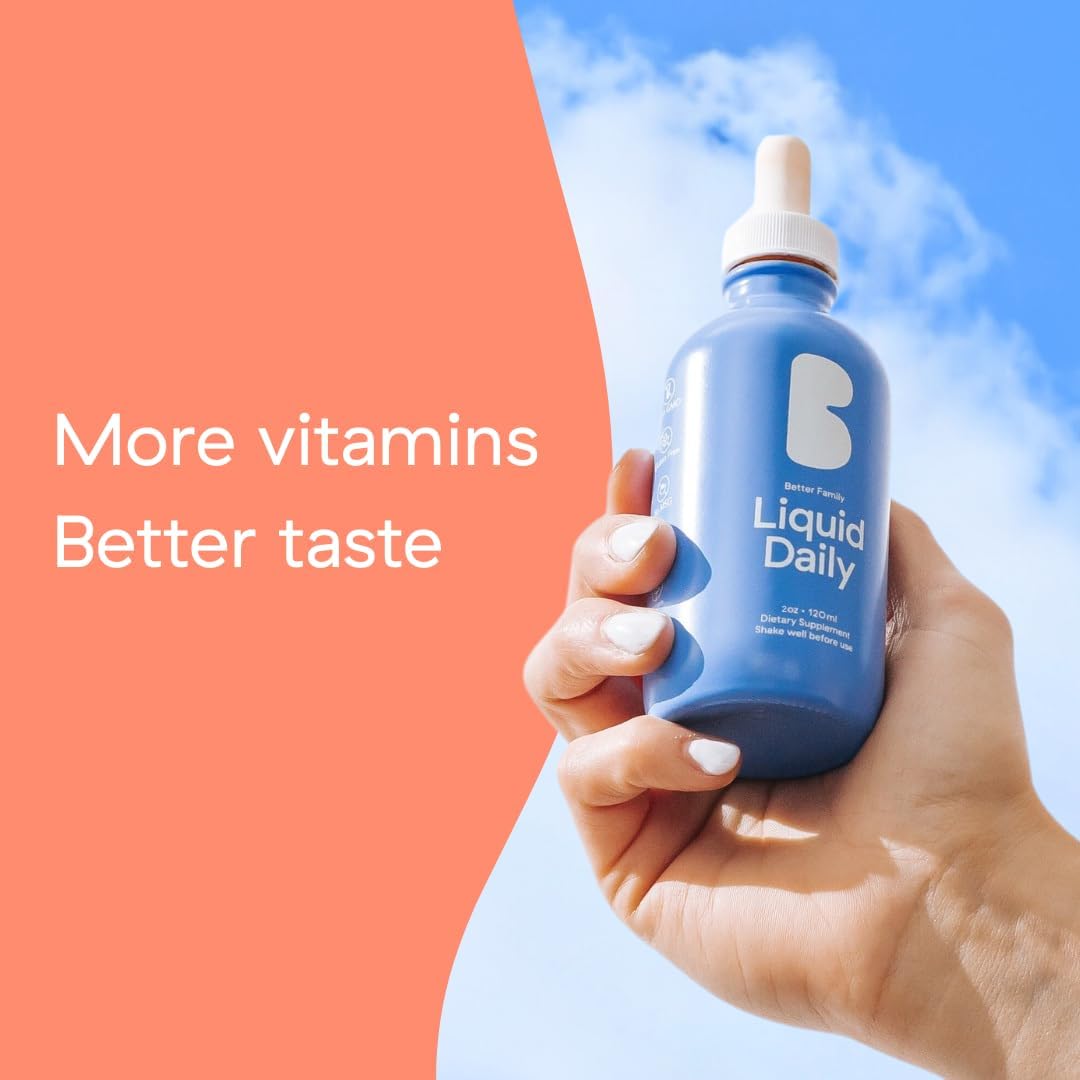 Better Family Liquid Daily Multivitamin - Methylated Vitamins - All Ages & Genders - No Sugar or Artificial Ingredients - Gluten Free, Non-GMO - 2oz Bottle