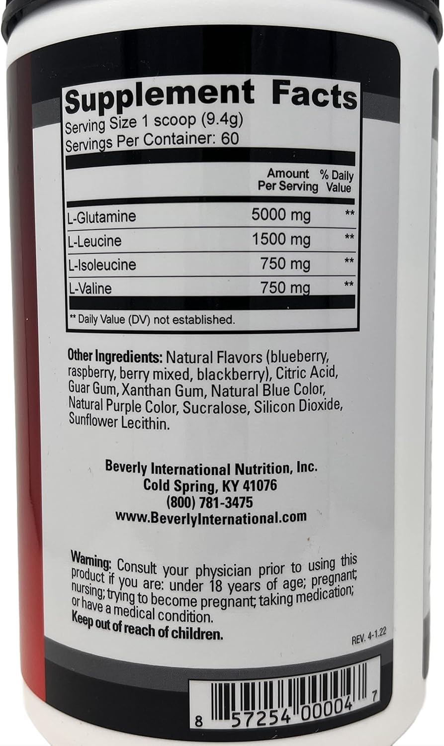 Beverly International Glutamine Select: 60 Servings of Sugar-Free L-Glutamine & Amino Acid Formula for Lean Muscle & Recovery
