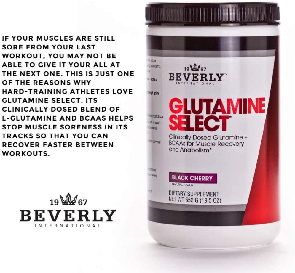 Beverly International Glutamine Select: 60 Servings of Sugar-Free Powder for Lean Muscle Recovery with BCAA's