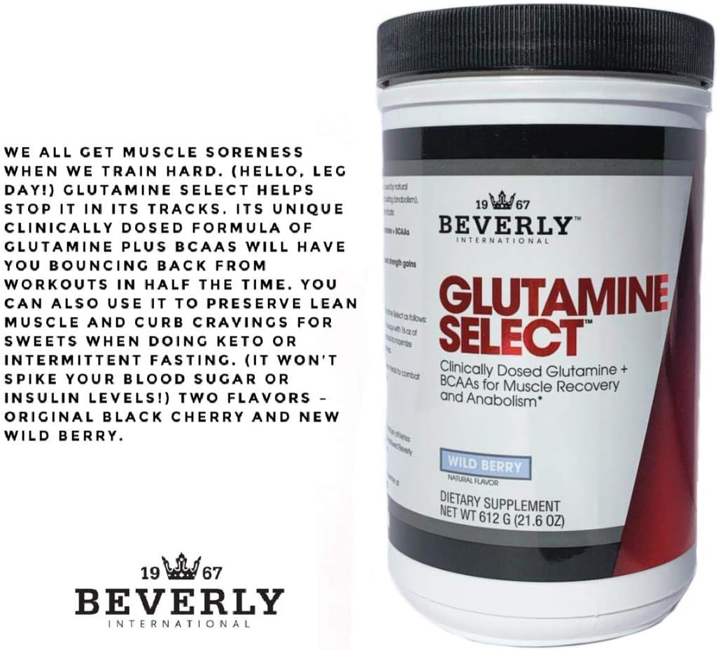 Beverly International Glutamine Select: 60 Servings of Sugar-Free L-Glutamine & Amino Acid Formula for Lean Muscle & Recovery