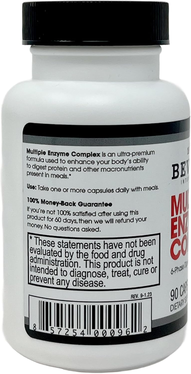 Beverly International MEC Multiple Enzyme Complex 90 Capsules - Premium Digestive Aid for Bodybuilders, Athletes, and Fitness Enthusiasts to Improve Meal Digestion