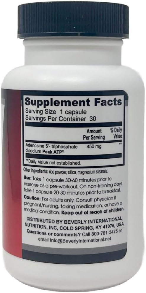 Beverly International Peak ATP® PRE-Workout Capsules - Boost Energy, Muscle Power, Strength, and Mass. Non-Stimulant Formula to Reduce Fatigue - 30 Count