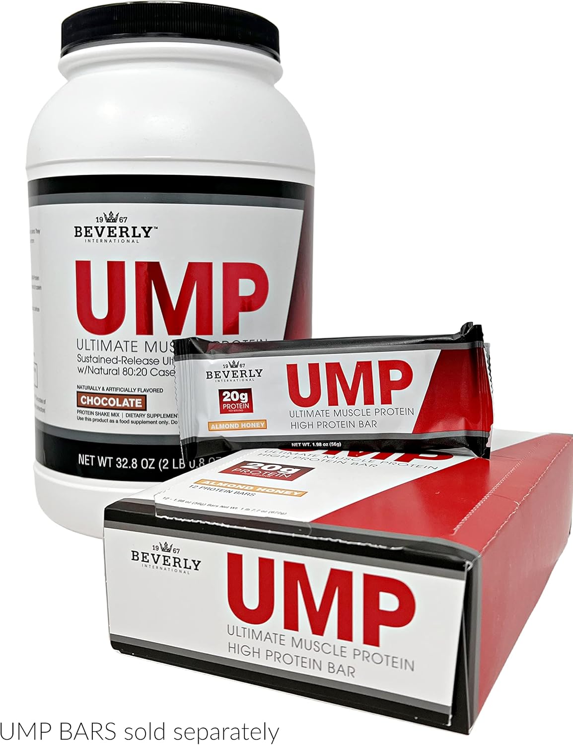 Beverly International UMP Chocolate Protein Powder - Lean Muscle Building with Whey-Casein Blend, Digestion Friendly (32.8 oz)
