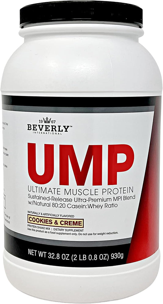 Beverly International UMP Cookies & Cream Protein Powder - Lean Muscle Building with Whey-Casein Ratio - Digestion Friendly (32.8 oz)