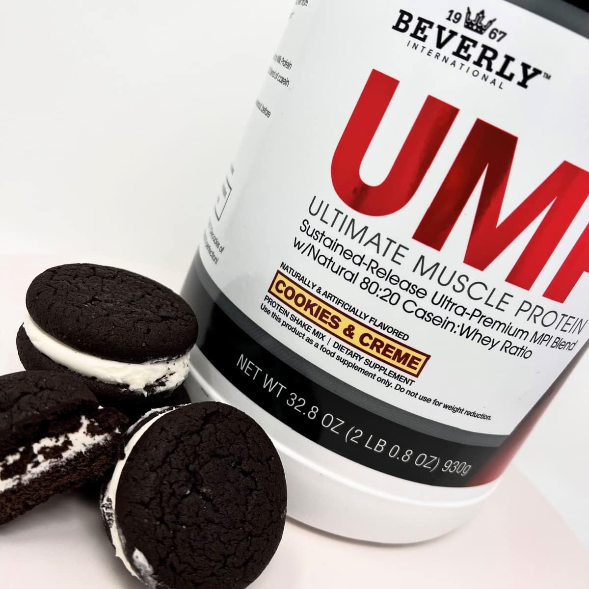 Beverly International UMP Cookies & Cream Protein Powder - Lean Muscle Building with Whey-Casein Ratio - Digestion Friendly (32.8 oz)