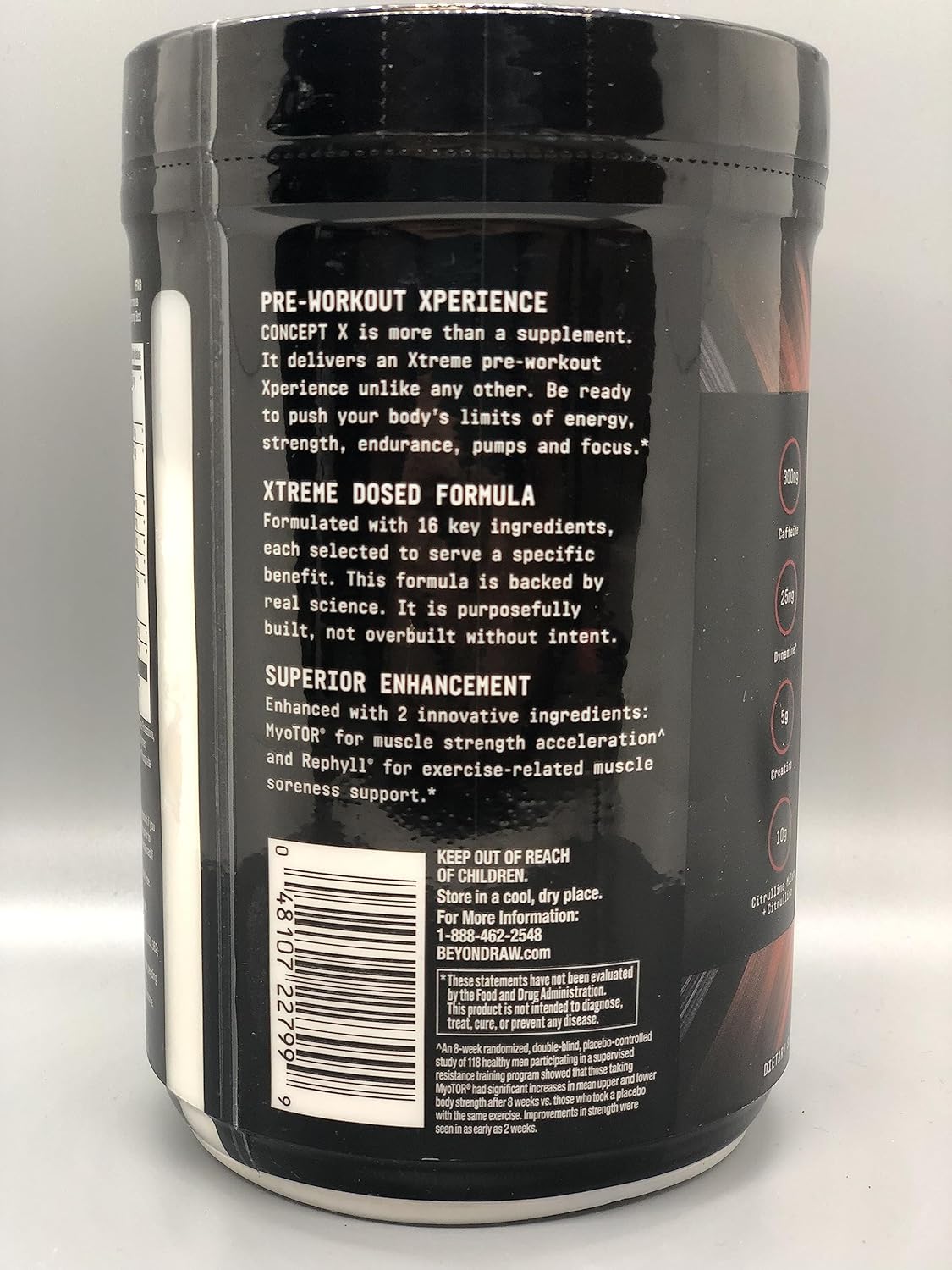 BEYOND RAW Concept X Pre-Workout Powder - 20 Servings, Gummy Worm Flavor, Clinically Dosed with Caffeine, L-Citrulline, Creatine, and Beta-Alanine