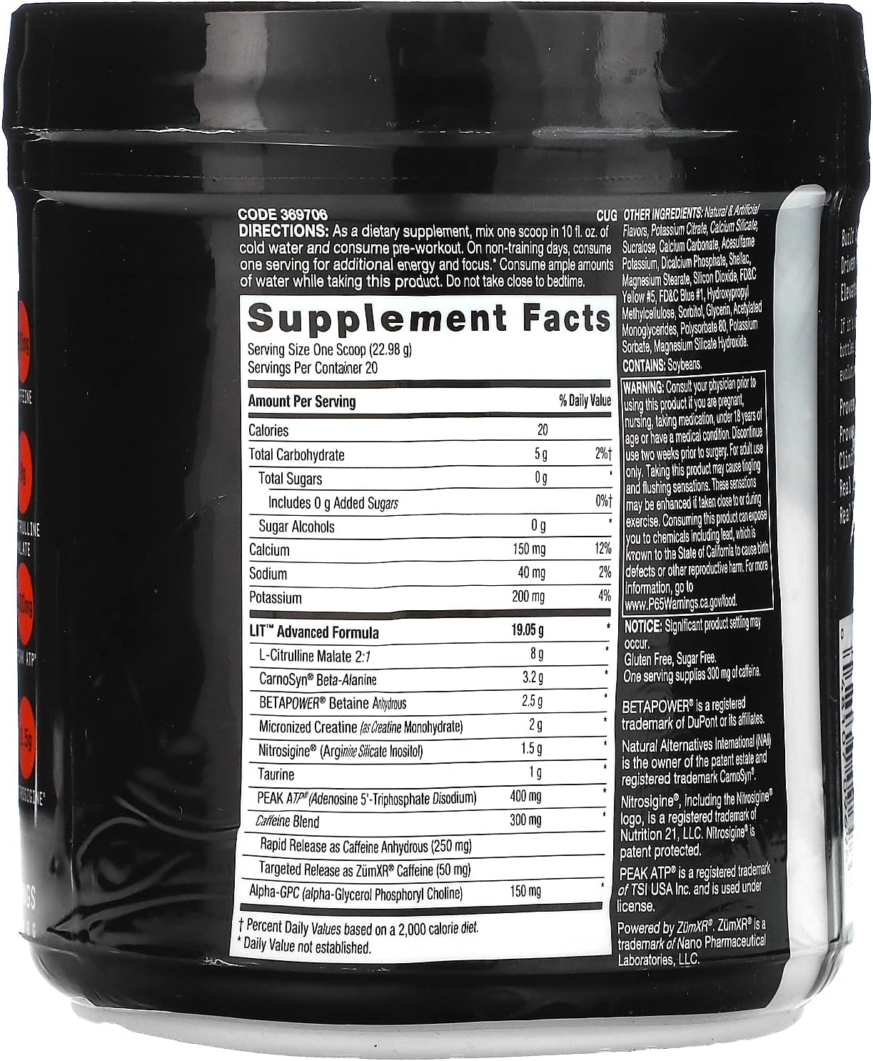 Beyond Raw Lit AF Pre-Workout Powder - Clinical Strength Formula with Caffeine, L-Citruline, Nitrosigine - Gummy Worm Flavor - 20 Servings