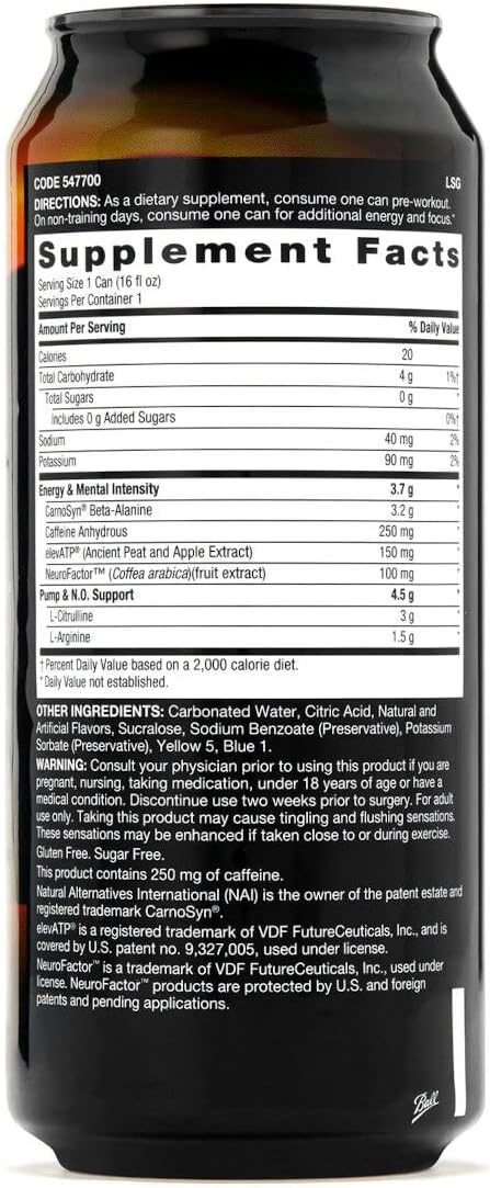 Beyond Raw LIT On The Go Ready to Drink Cans with Caffeine and Amino Acids - Gummy Worm Flavor 12 Pack
