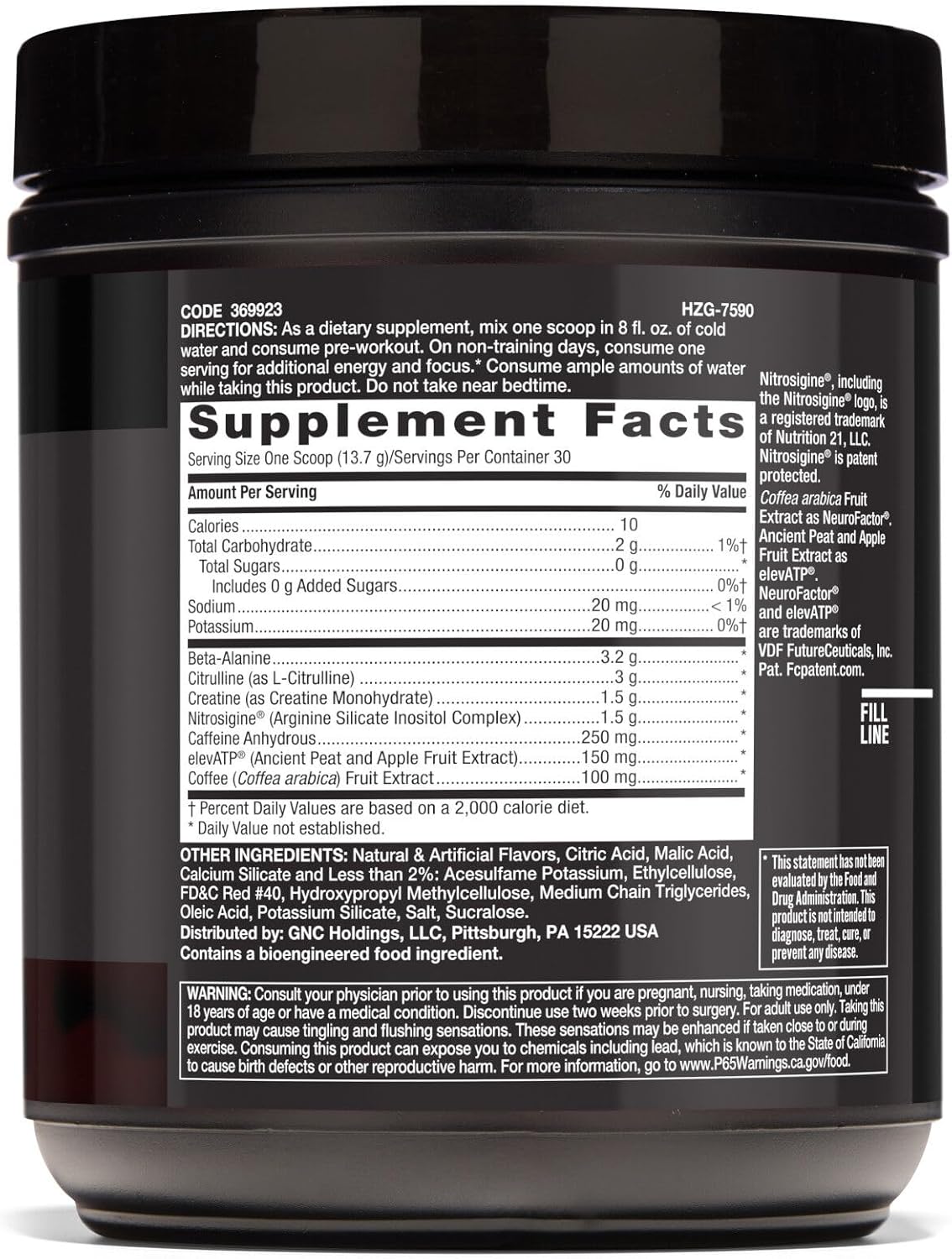 Beyond Raw Lit Pre-Workout Powder - Fruit Punch Flavor, 30 Servings with Caffeine, L-Citrulline, Beta-Alanine, and Nitric Oxide