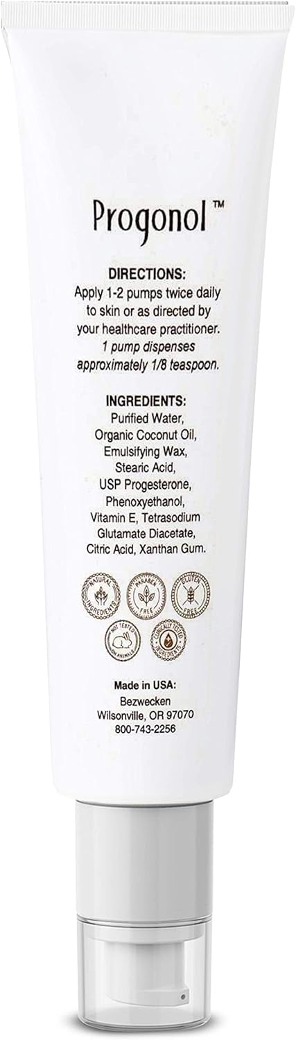 Bezwecken Progonol 2oz Crème - Natural Support for Pre-Menopause & PMS Symptoms - Paraben-Free - 30 Day Supply