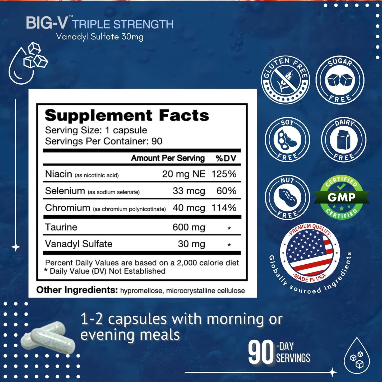 Big V Triple Strength Vanadyl Sulfate & OptiFlow Supplement for Blood Flow & Sugar Support