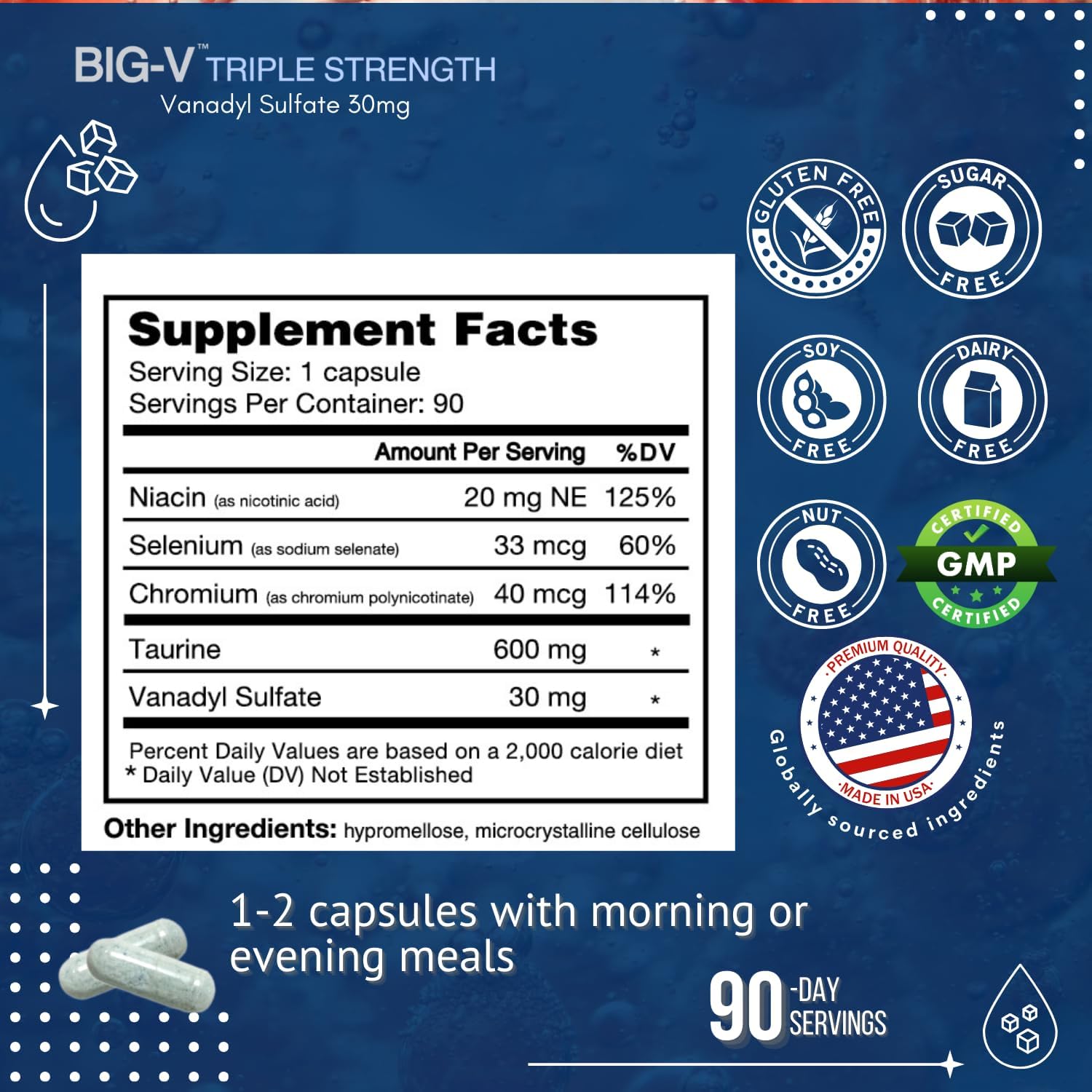 Big V Triple Strength Vanadyl Sulfate & OptiFlow Supplement for Blood Flow & Sugar Support
