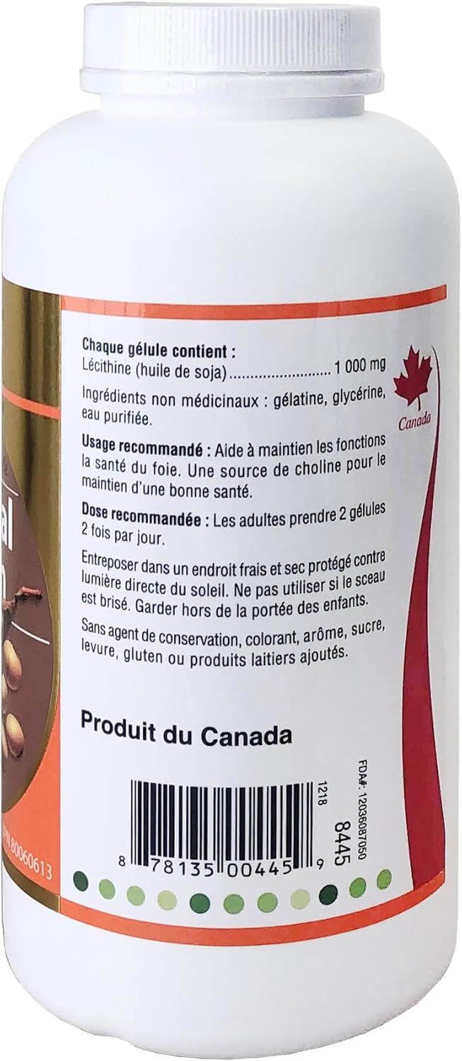 Bill Natural Sources Lecithin Supplement 1000mg - 300 Capsules for Brain Health & Wellness