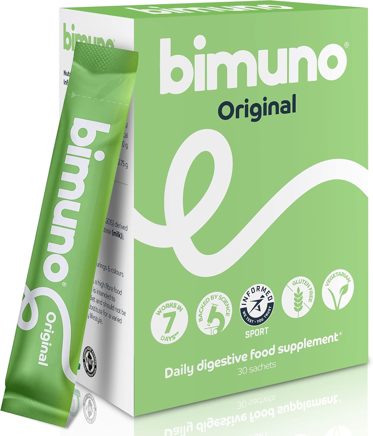 BIMUNO Original Daily Prebiotic Supplement for Gut Health - High Fiber, Vegetarian, Halal - 30 Sachets