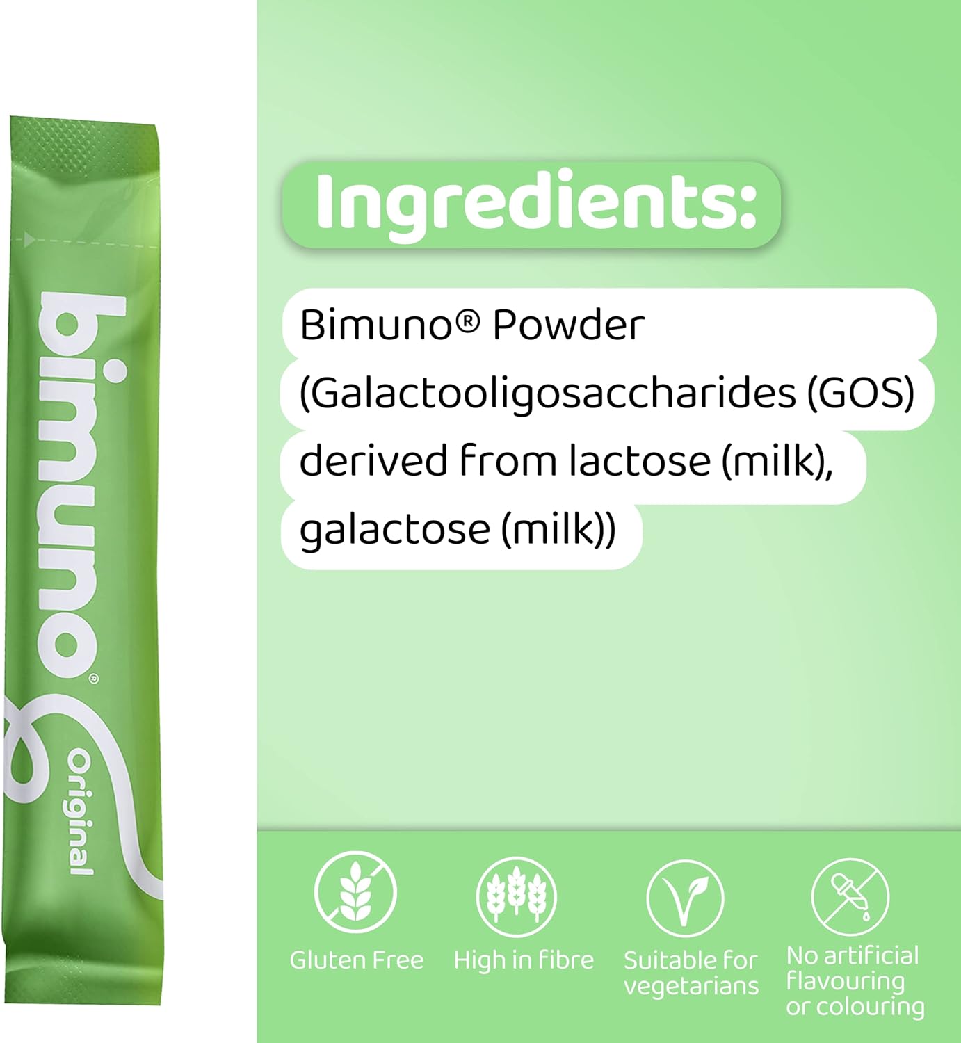 BIMUNO Original Daily Prebiotic Supplement for Gut Health - High Fiber, Vegetarian, Halal - 30 Sachets