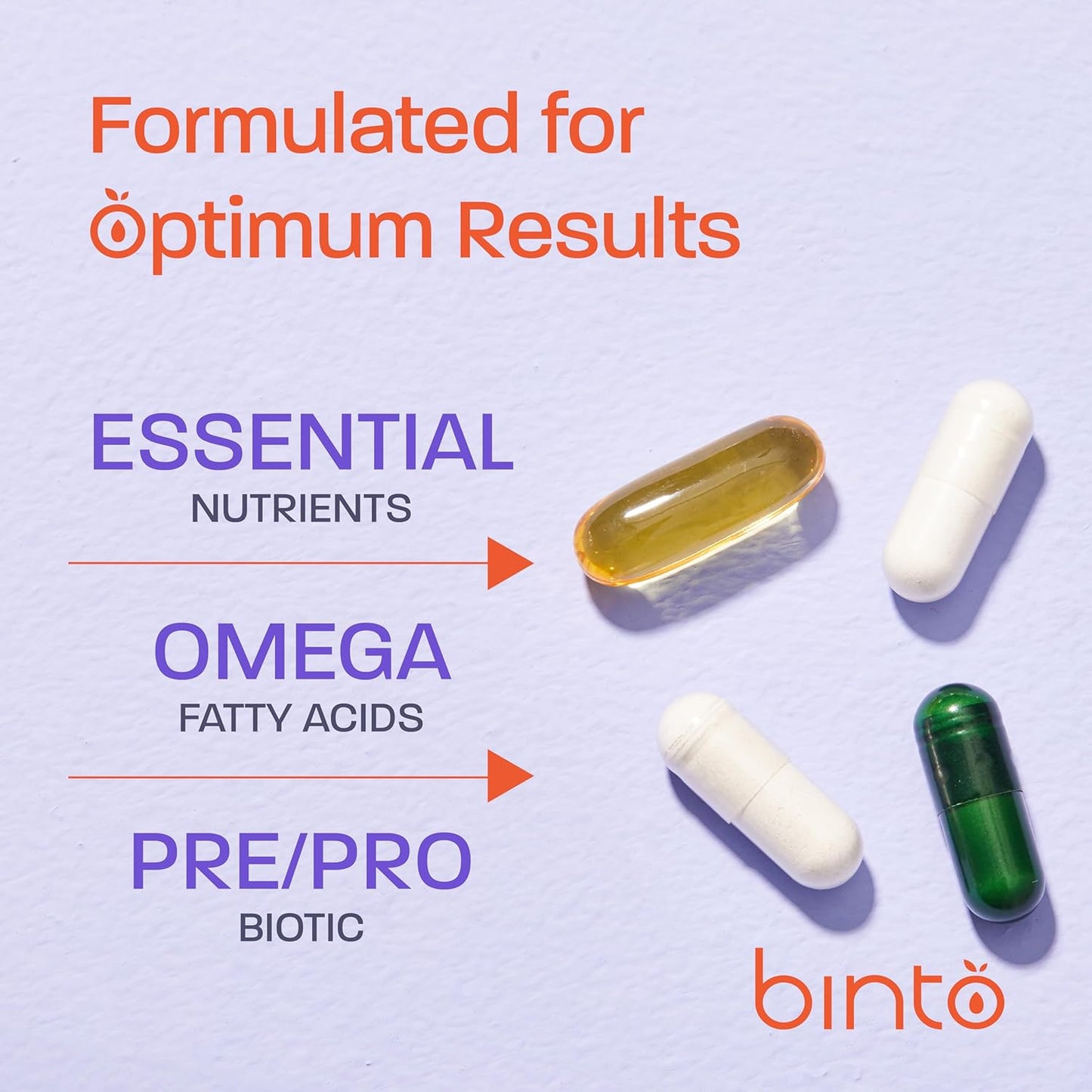 Binto Prenatal Supplements - 4-in-1 Formula for Healthy Mama & Baby - 1 Month Supply - Multivitamin, Probiotics, Iron, DHA, Folate - NON-GMO, Gluten Free, Vegetarian