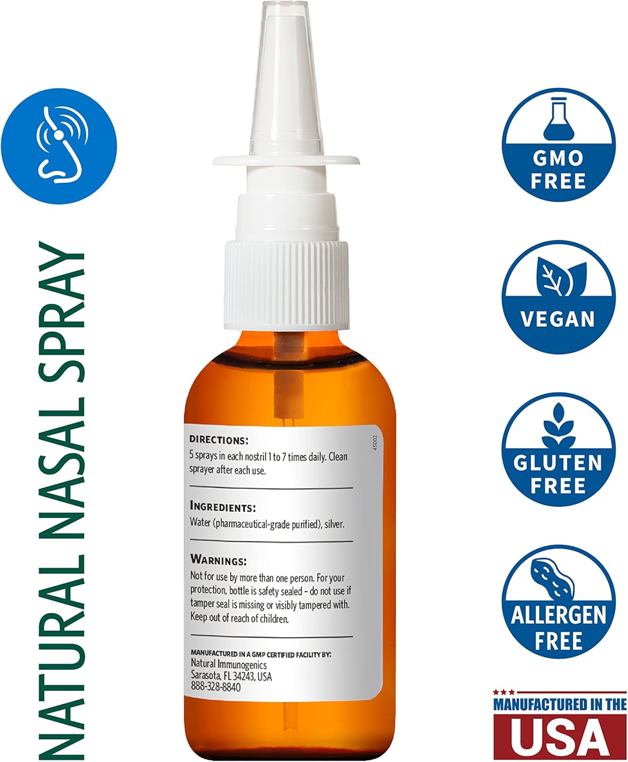 Bio-Active Colloidal Silver Hydrosol Nasal Spray for Immune Support - 10ppm - 2oz (Pack of 2)