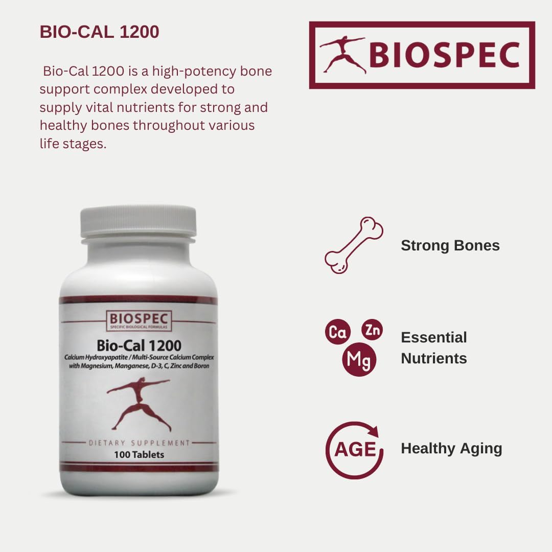 Bio-Cal 1200: Advanced Bone Support Complex with MCHA, Vitamin D3, K2, Magnesium, Zinc & More
