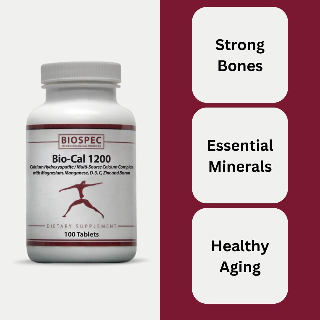 Bio-Cal 1200: Advanced Bone Support Complex with MCHA, Vitamin D3, K2, Magnesium, Zinc & More