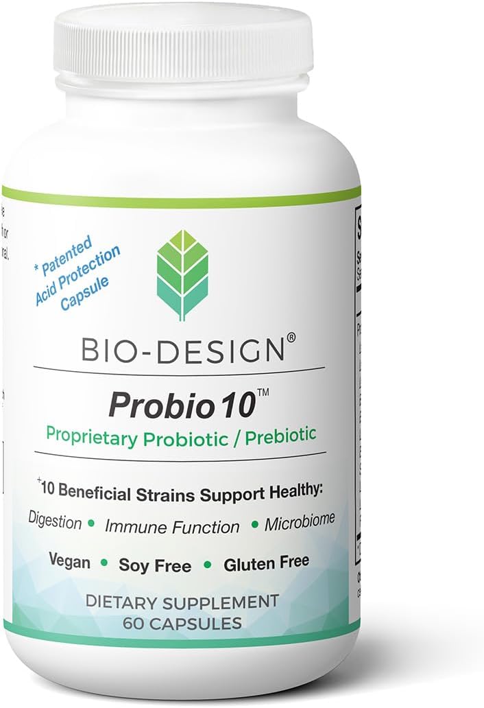 Bio-Design Probio-10: 60 Vegetable Capsules, Advanced Prebiotic and Probiotic Formula